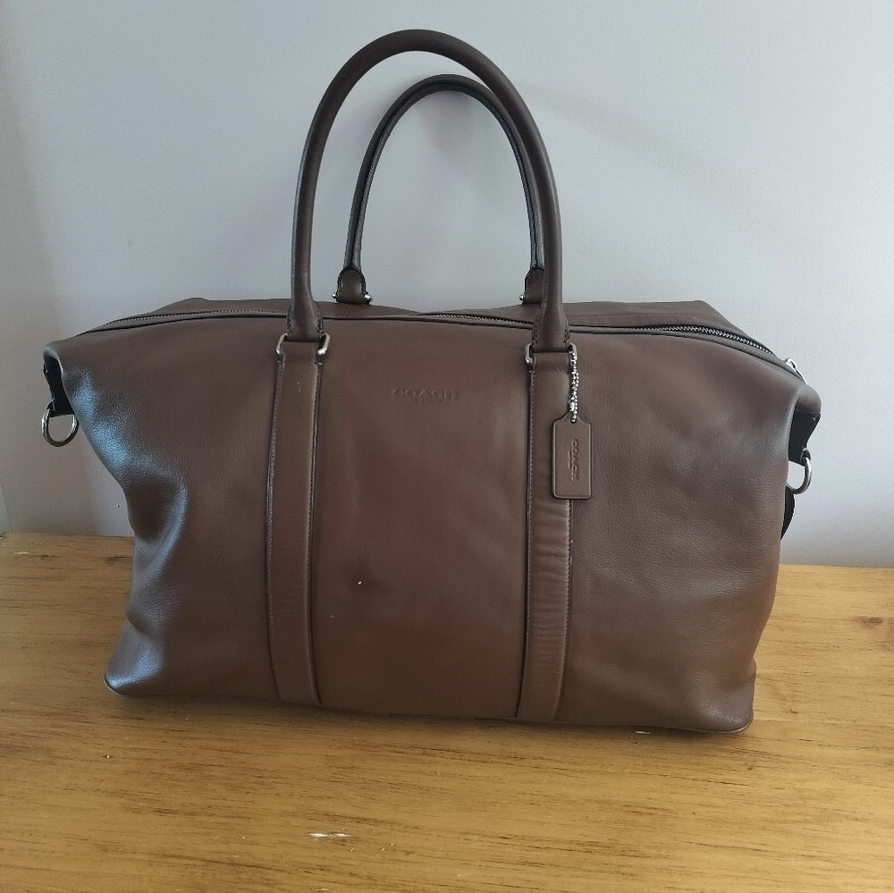 Coach Large Boston  Buff le Bag British Brown Leather Travel ( Missing Strap)